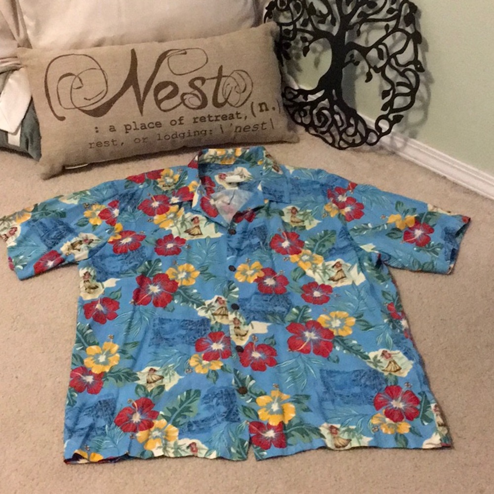 Hilo Hattie Hula Girl Hawaiian Shirt XL